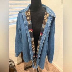 Basic Editions Blue Denim Jacket with‎ Patterned Lining